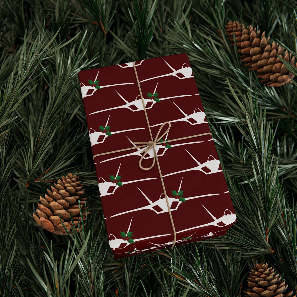 F-22 Holly Silhouette Wrapping Paper