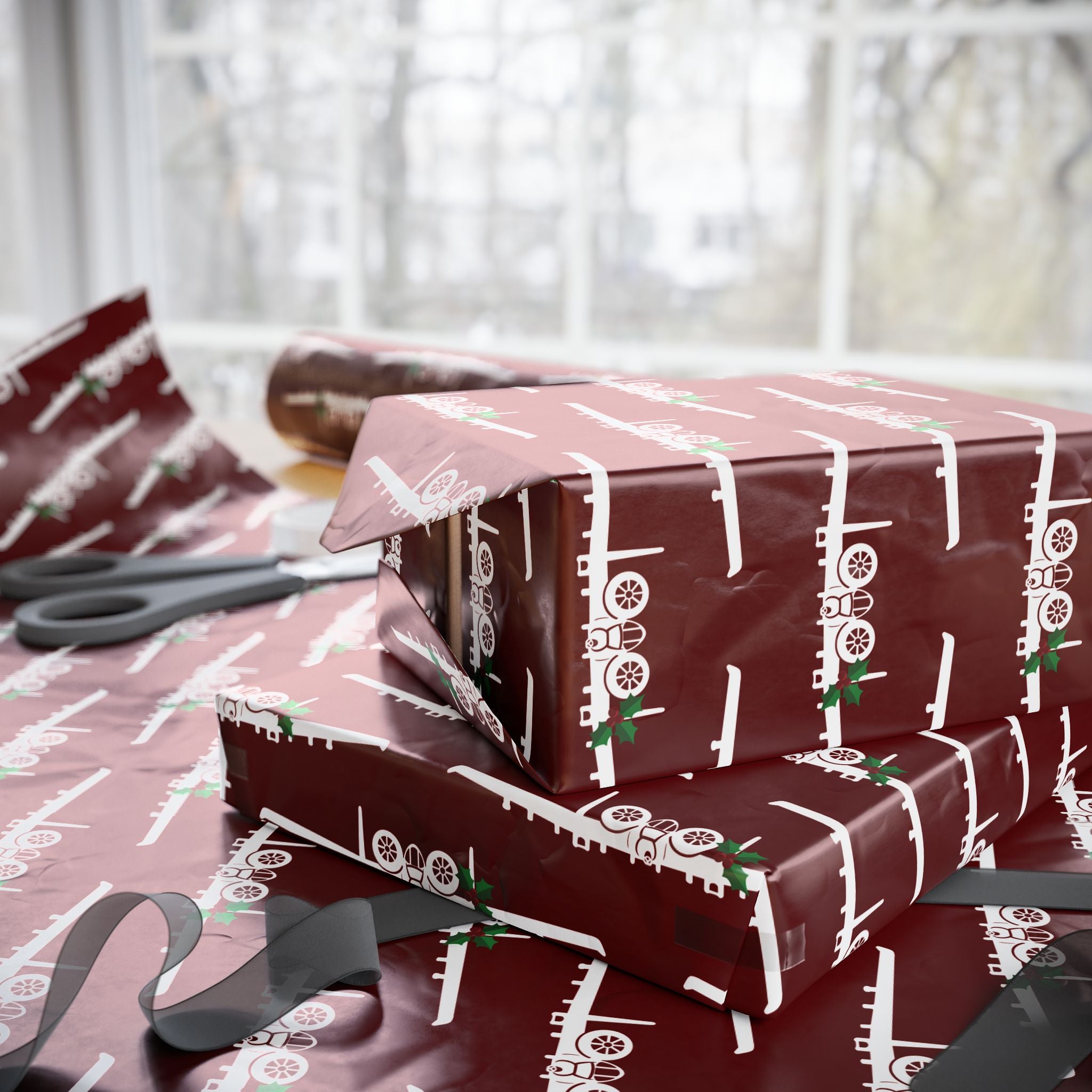 A-10 Holly Silhouette Wrapping Paper