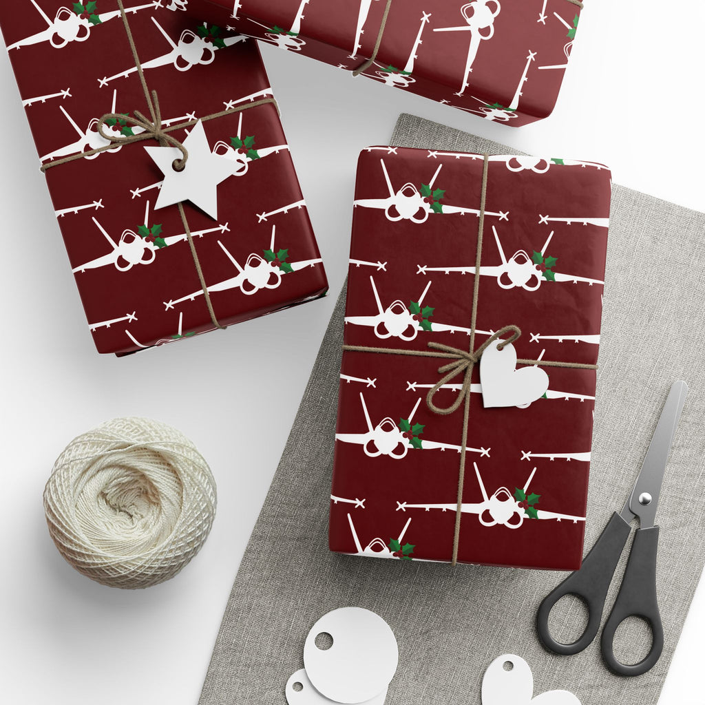 F-18 Holly Silhouette Wrapping Paper