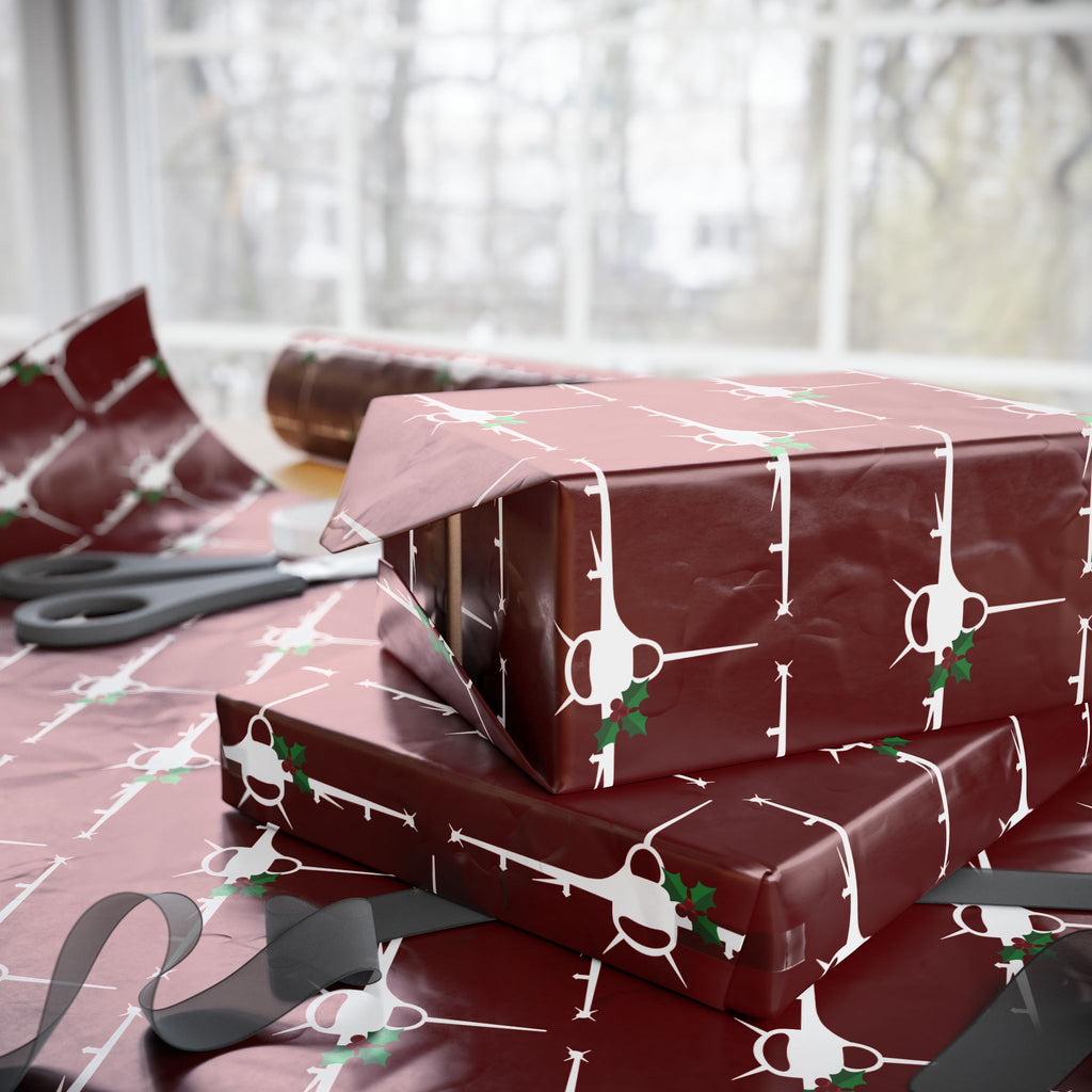 F-16 Holly Silhouette Wrapping Paper