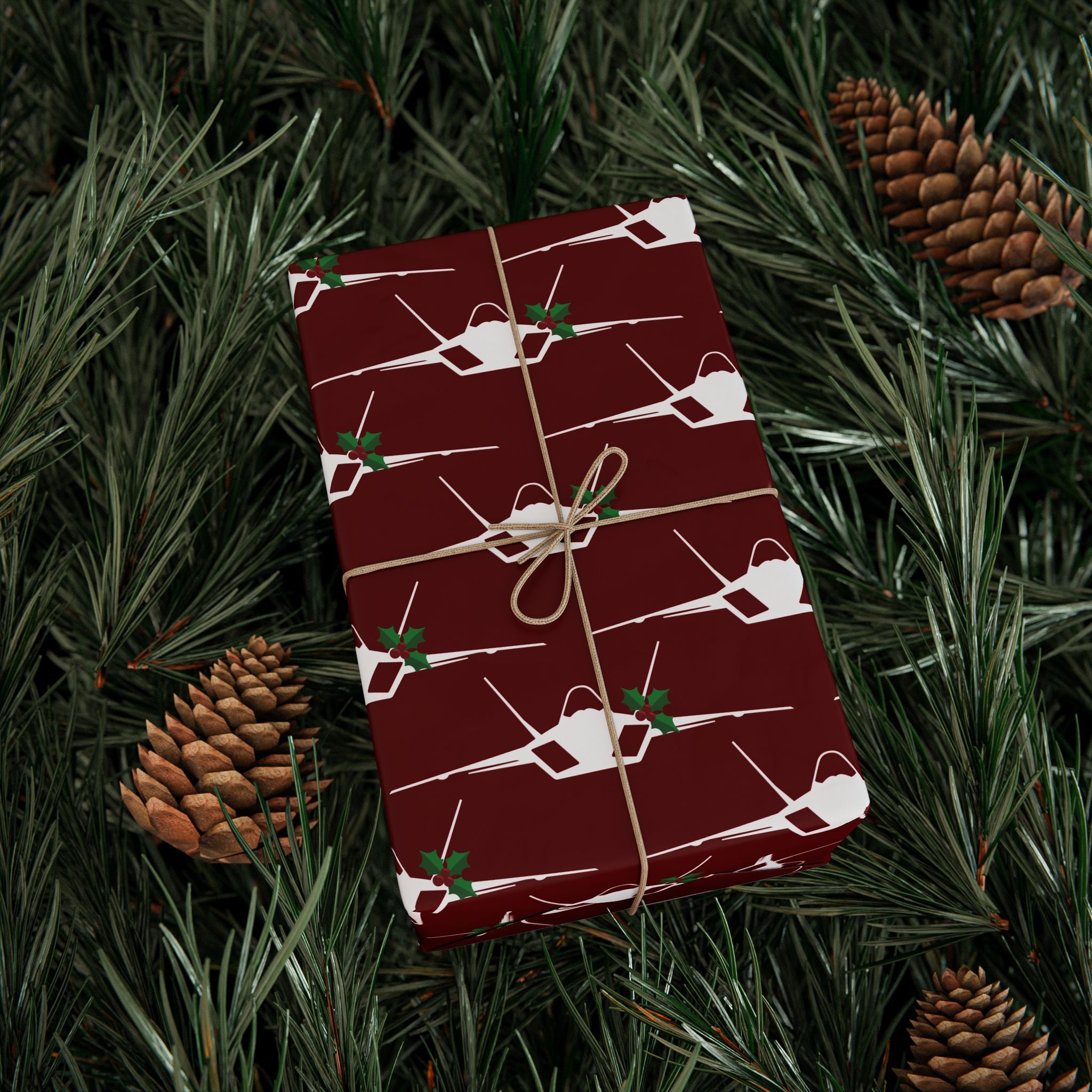 F-35 Holly Silhouette Wrapping Paper