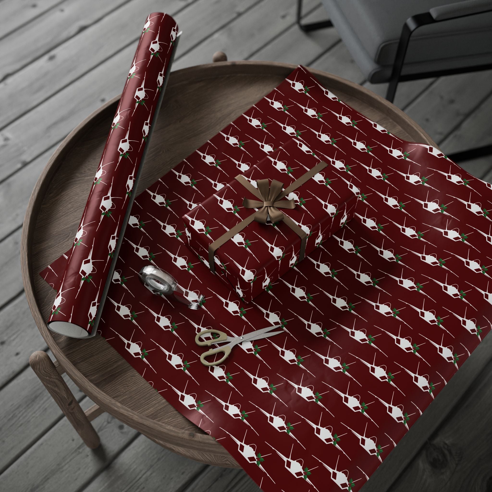 F-35 Holly Silhouette Wrapping Paper