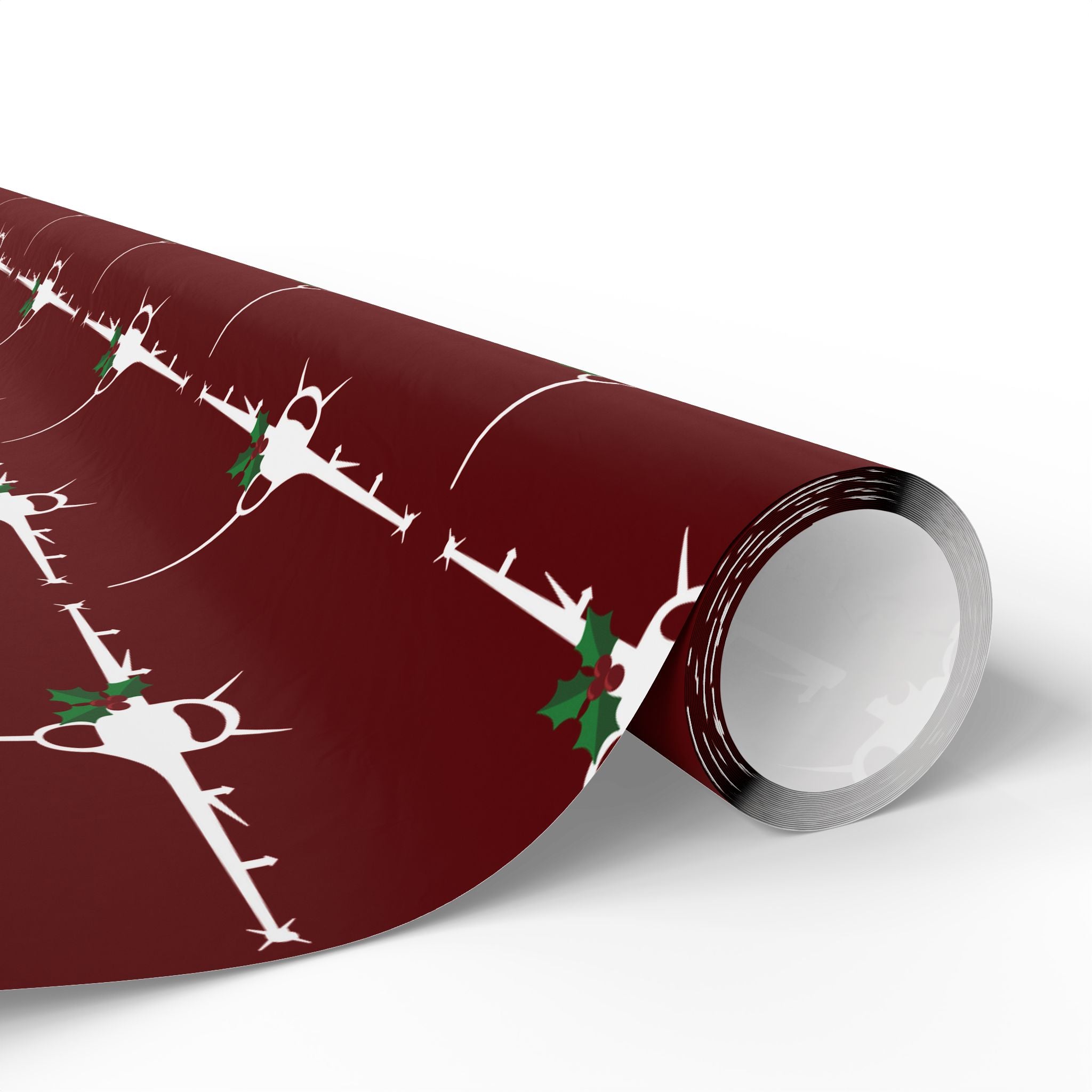 F-16 Holly Silhouette Wrapping Paper