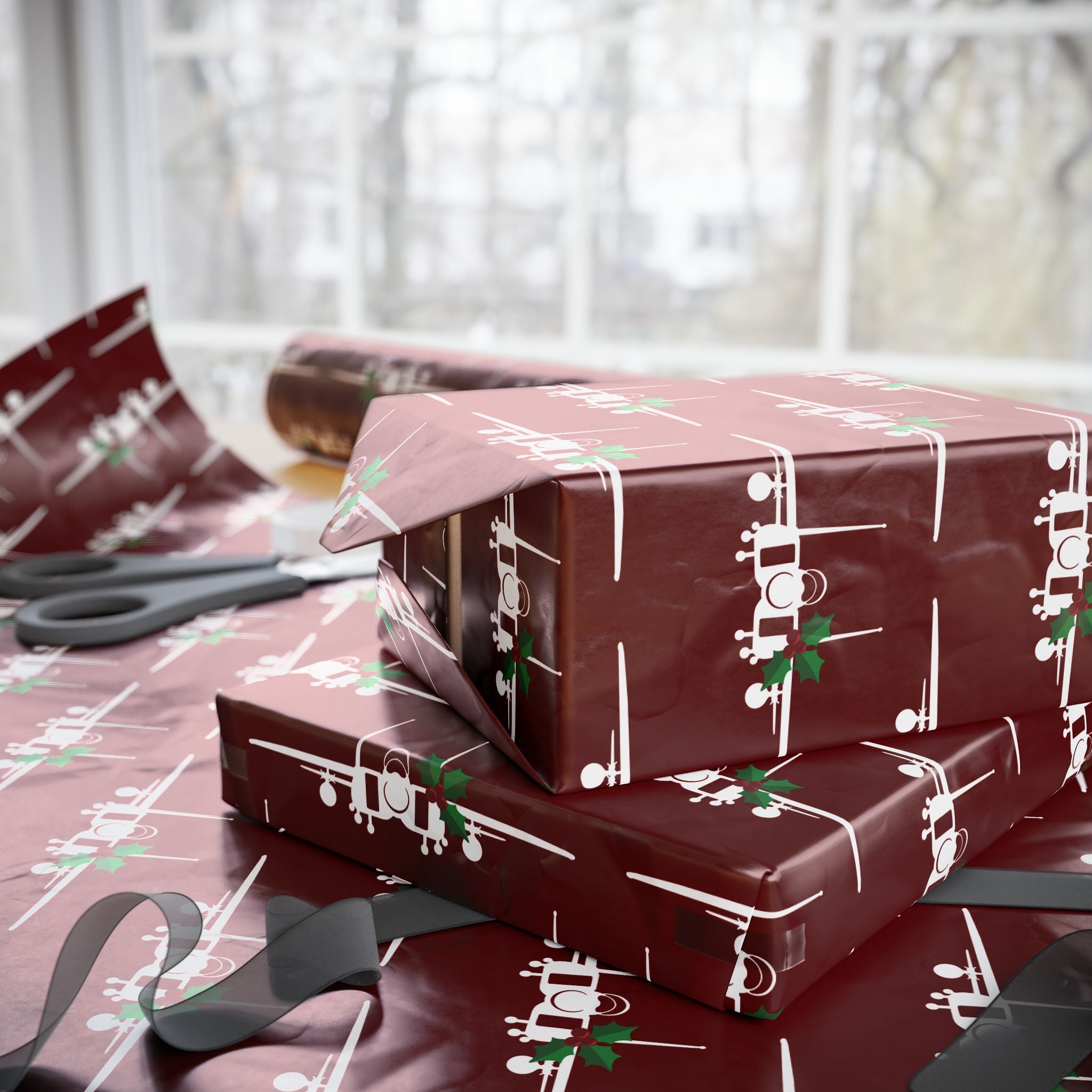 F-15 Holly Silhouette Wrapping Paper