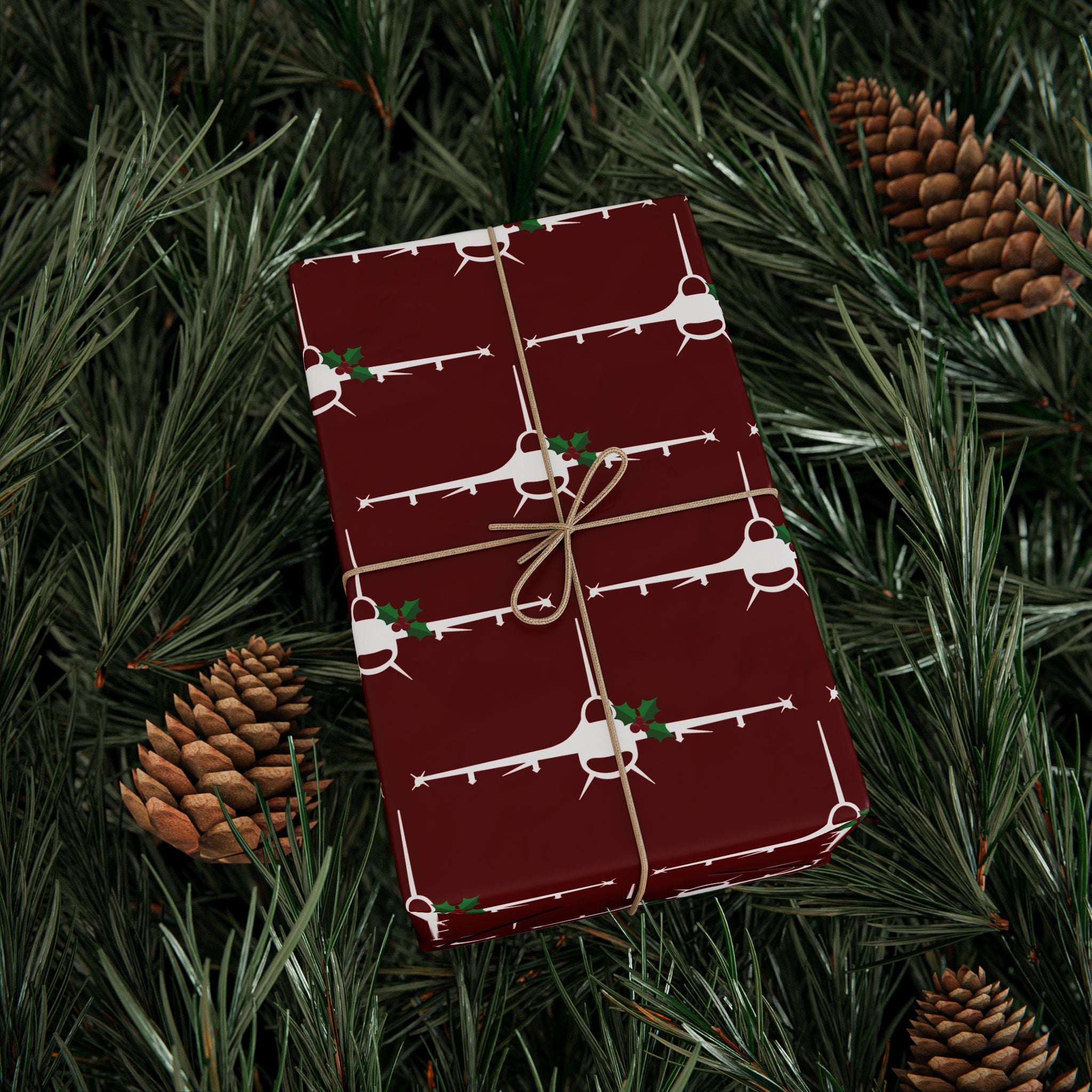 F-16 Holly Silhouette Wrapping Paper