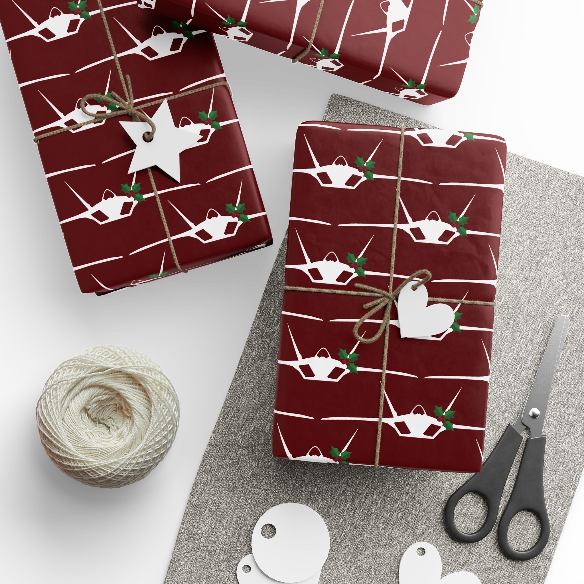 F-22 Holly Silhouette Wrapping Paper
