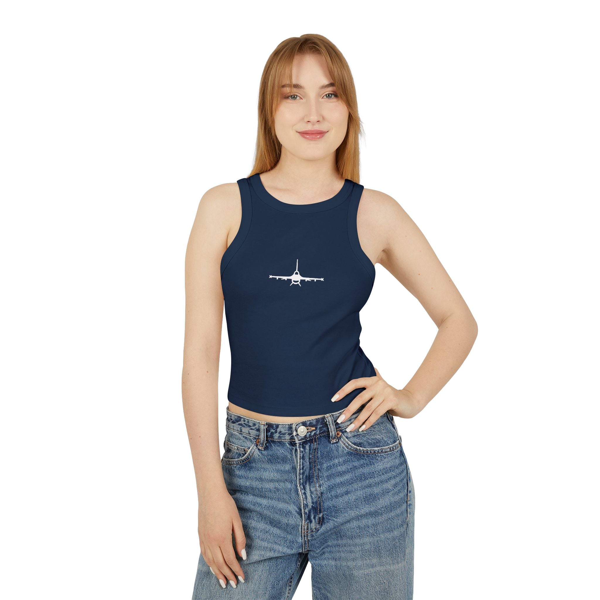 F-16 Silhouette Premium Crop Tank (Women)
